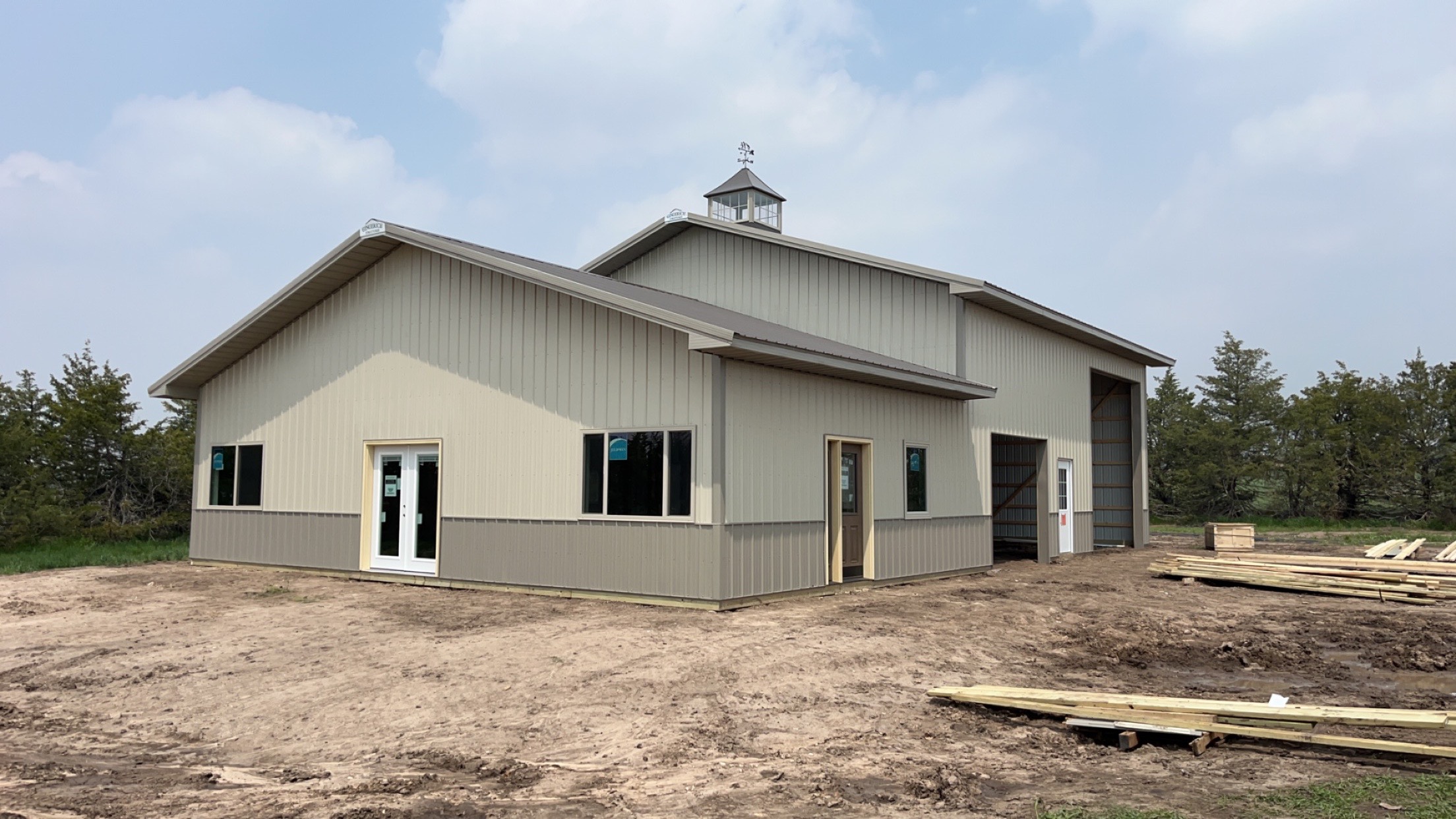 Custom pole barn with cupola